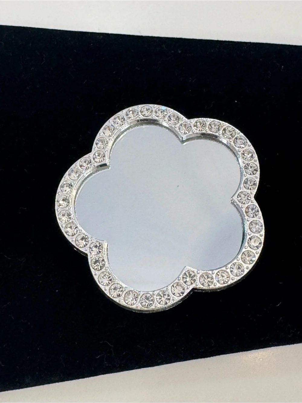 Pop Socket type CLOVER (VCA style) Mirror & Rhinestones for Cell Phone
